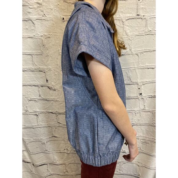 DEREK LAM jacket zip short sleeve denim High Neck Size S Hooded pockets - Picture 5 of 12